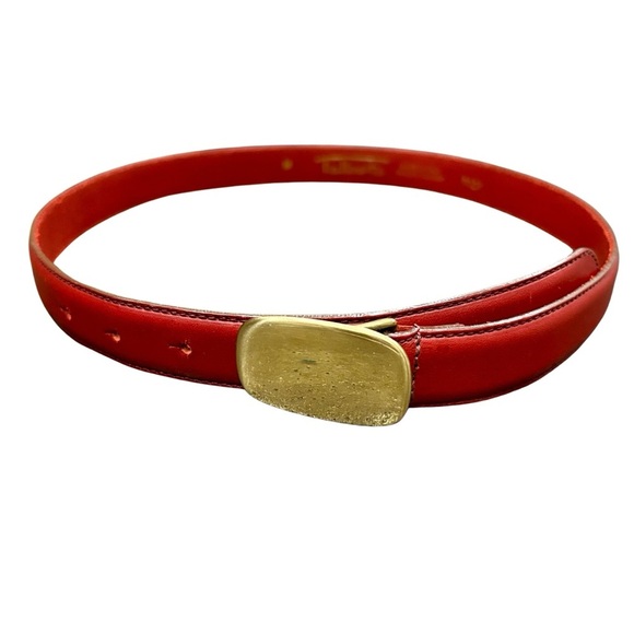 Talbots Red Leather Belt Solid Brass Buckle | Made in Italy | Medium - Picture 1 of 5